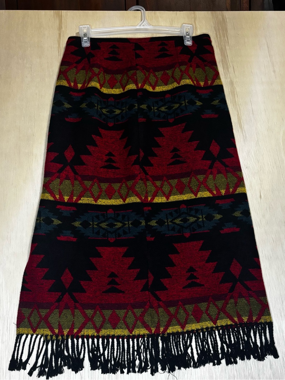 Vintage David Paul New York Southwestern Blanket Wrap Maxi Skirt Fringe